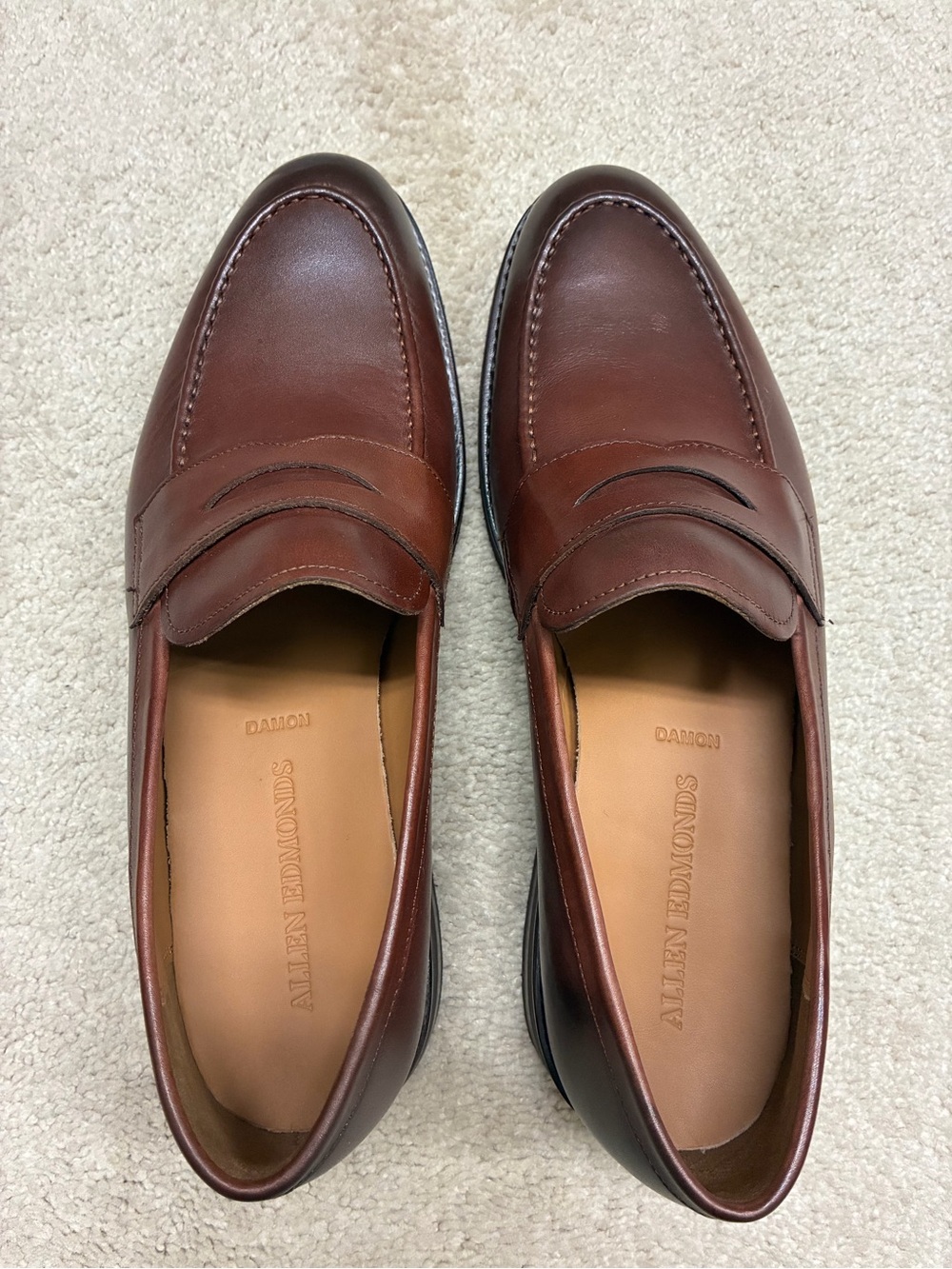 NWOT Allen Edmonds Brown Leather Penny Loafers - Classic Saddle